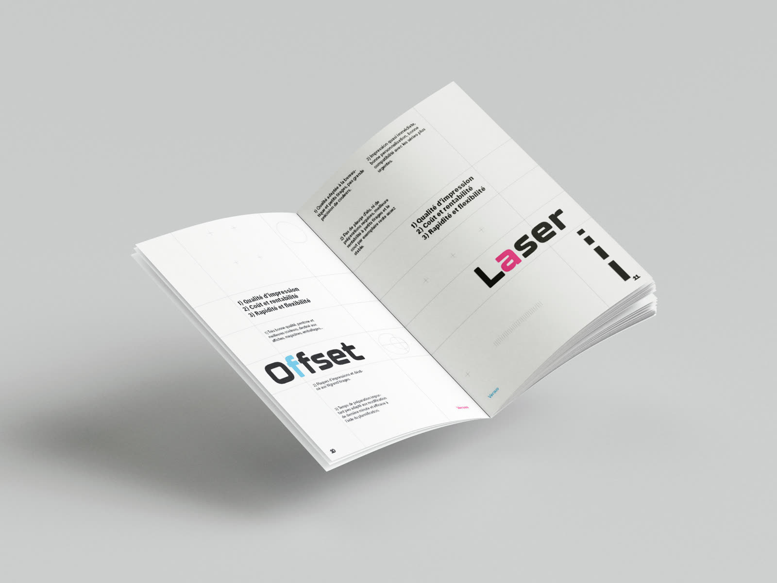 Double page de comparaison entre l'offset et le laser